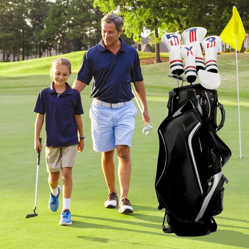 PONADA Golf Head Covers, 4pcs or 1pc USA Stars and Stripes Golf Club Covers for Woods and Driver Fairway Hybrid, PU Leather Golf Club Head Covers for Men Women with Interchangeable Tags, Fits Most Golf Clubs - Image 4
